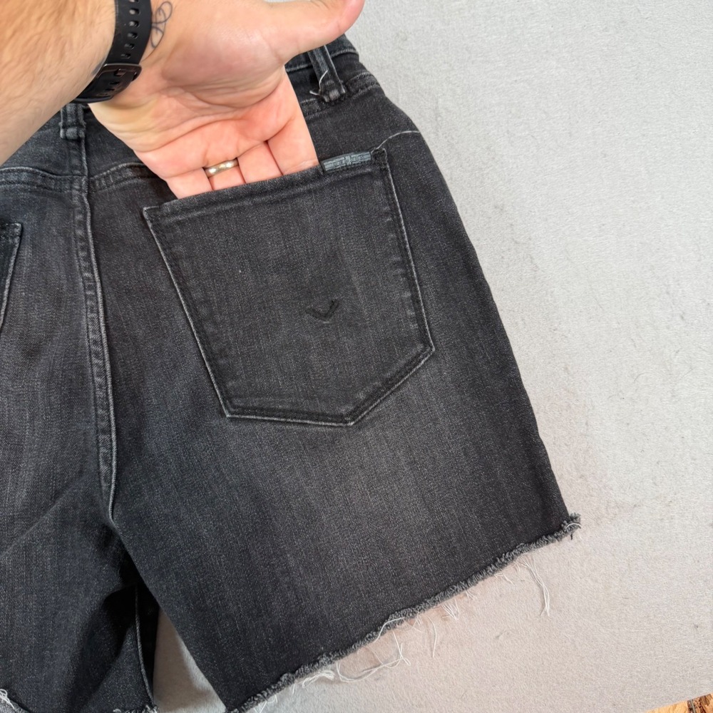 Hudson Noa High Rise Cutoff Shorts Womens 26 Black Wash Frayed Hem Denim - Picture 6 of 11